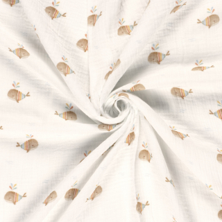 Dvojitá gázovina bílá Velryby hnědé