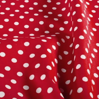 Popelín červený Puntíky bílé