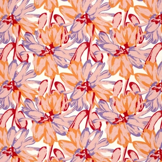 Viskóza tkaná Květy fialověrůžové (100% viskoza)