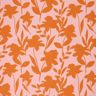 Viskóza tkaná růžová Siluety květů (100% viskoza)