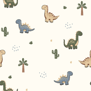 Popelín smet. bílý Dinosauříci