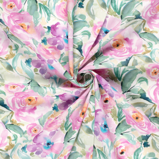 Popelín smet. bílý Růže