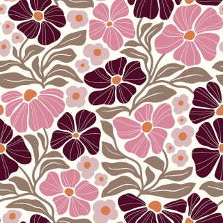 Manšestr tenký Růžověvínové kytky