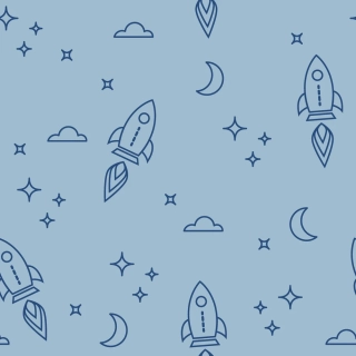 Flanel modrý Rakety