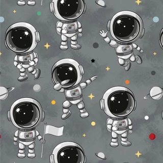 Počesaná teplákovina silná šedá Astronauti