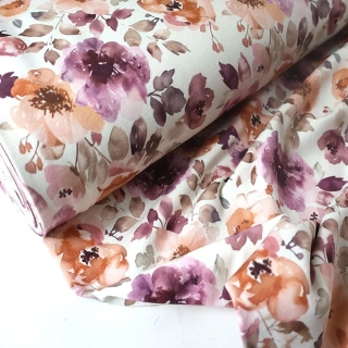 Teplákovina Rozpité květy (french terry s lehkým počesem)