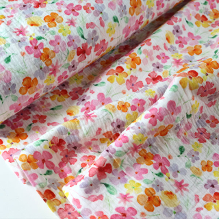 Dvojitá gázovina smet. bílá Rozkvetlá louka