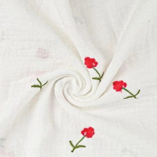 Dvojitá gázovina Vyšívané kytičky