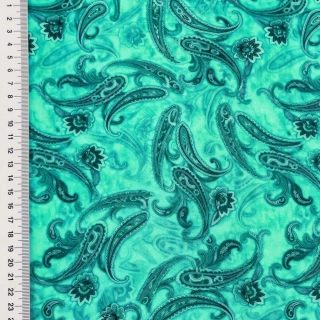 Viskóza tkaná aqua Ornamenty